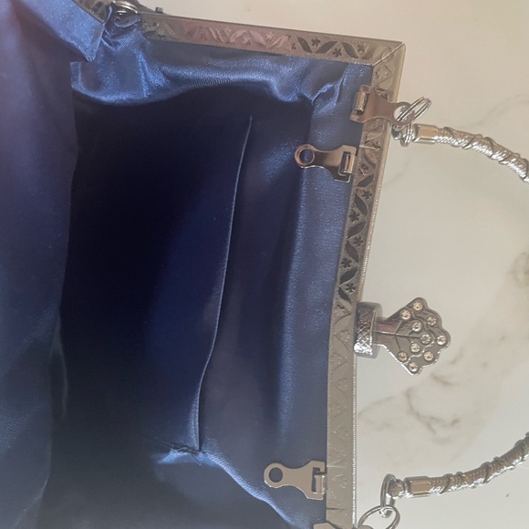 Elegant Navy Embroidered Handbag - Picture 7 of 8